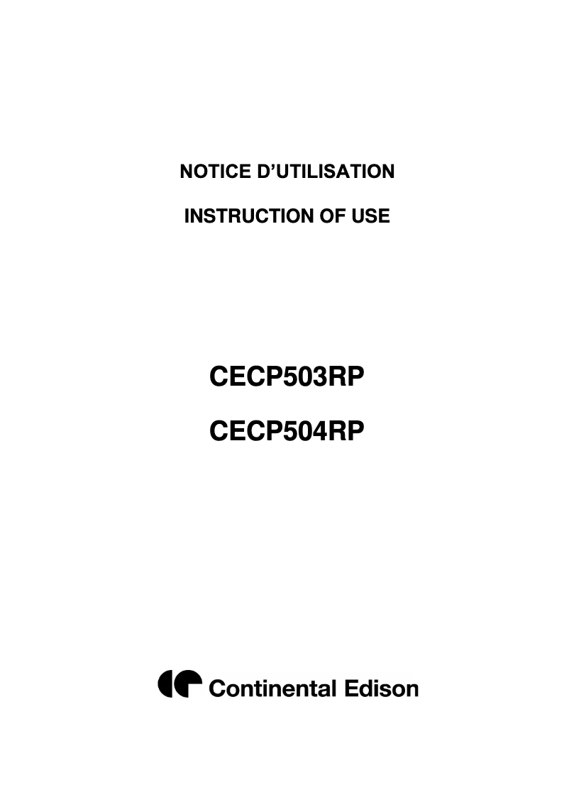 First page image of the manual for CECP504RP