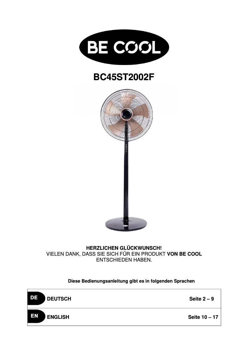 Image de la première page du manuel de l'appareil BC45ST2002F