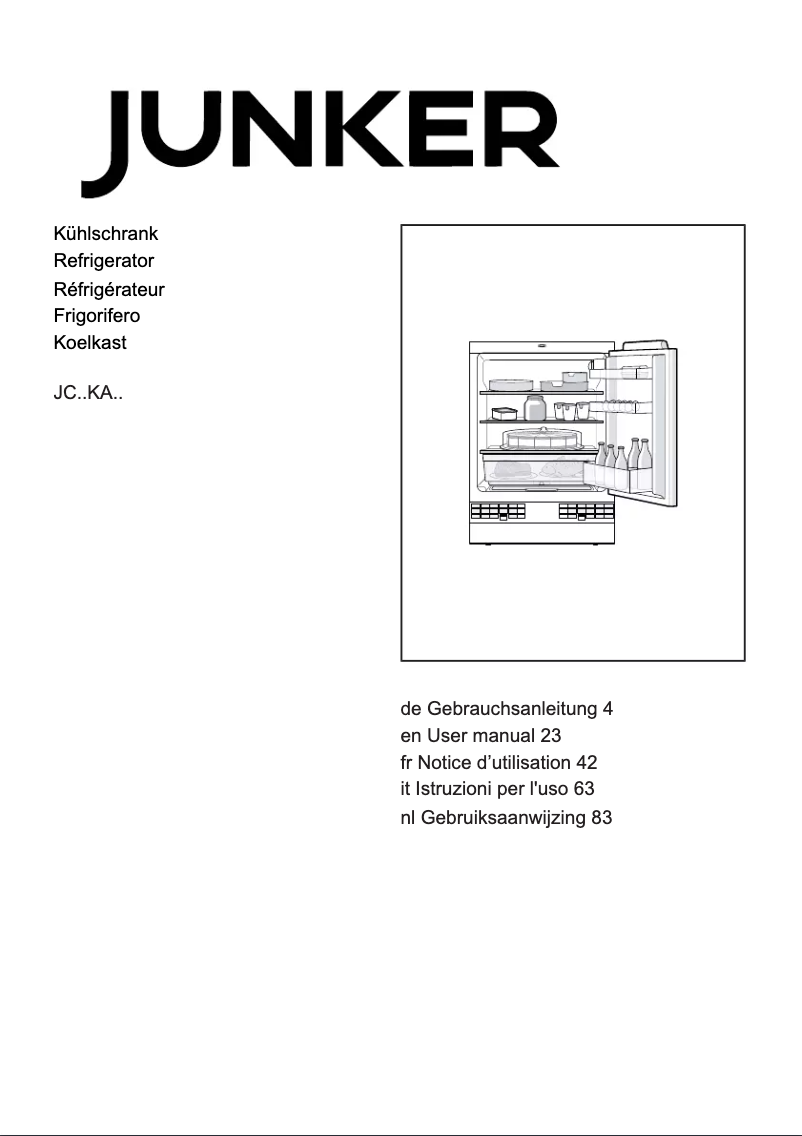 Page 1 of the manual User Manual Junker JC15KAFF0