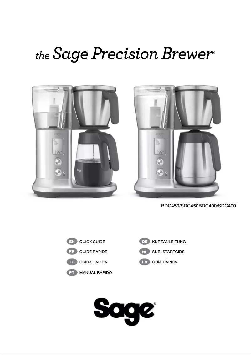 Page 1 of the manual User Manual Sage Precision Brewer Thermal BDC450