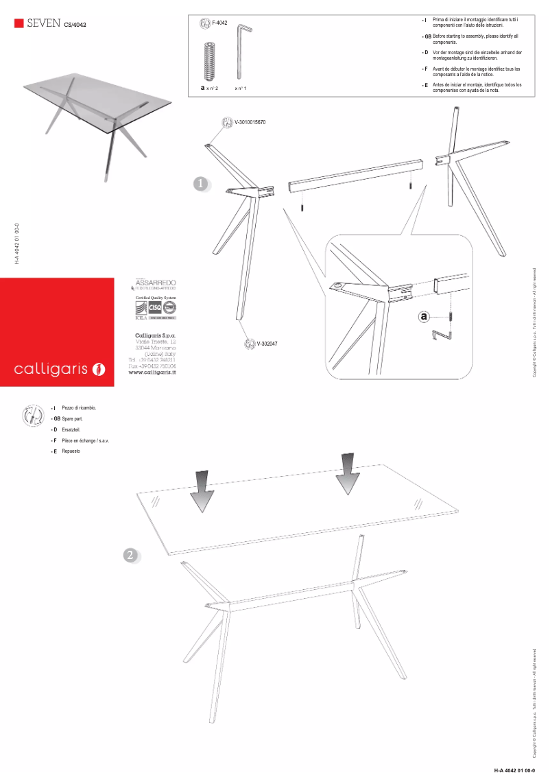 First page image of the manual for SEVEN CS/4042-RC 180 G