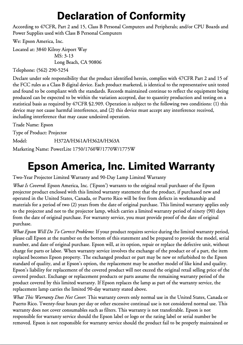 Image de la première page du manuel de l'appareil PowerLite 1770W