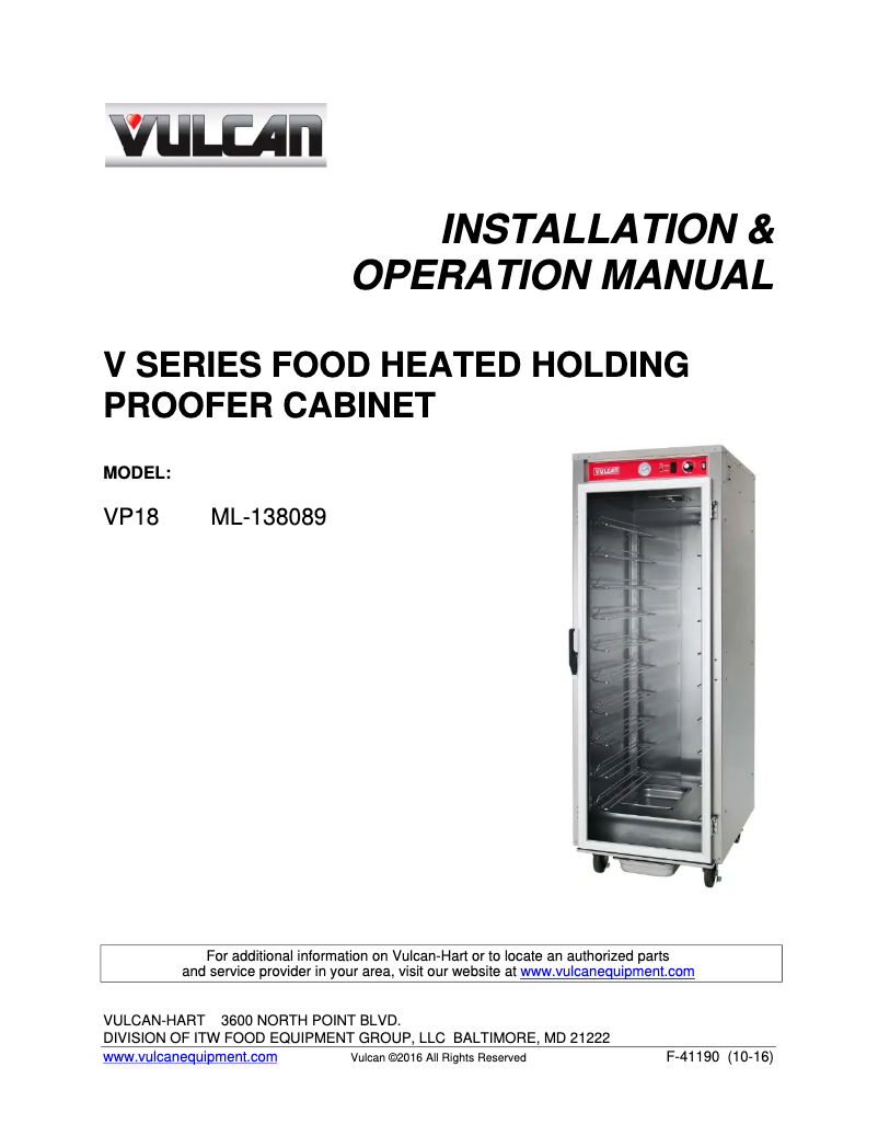 First page image of the manual for VP18