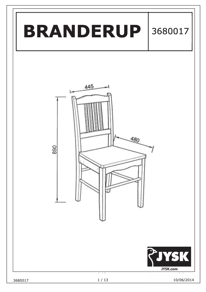 First page image of the manual for Branderup