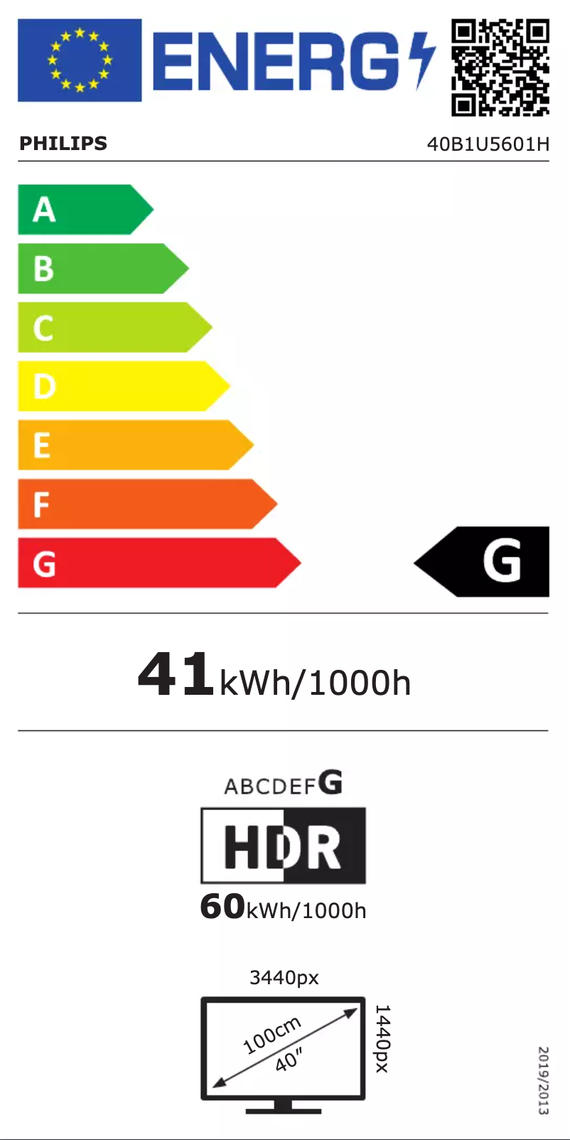 Page 1 of the manual Energy Label Philips 40B1U5601H