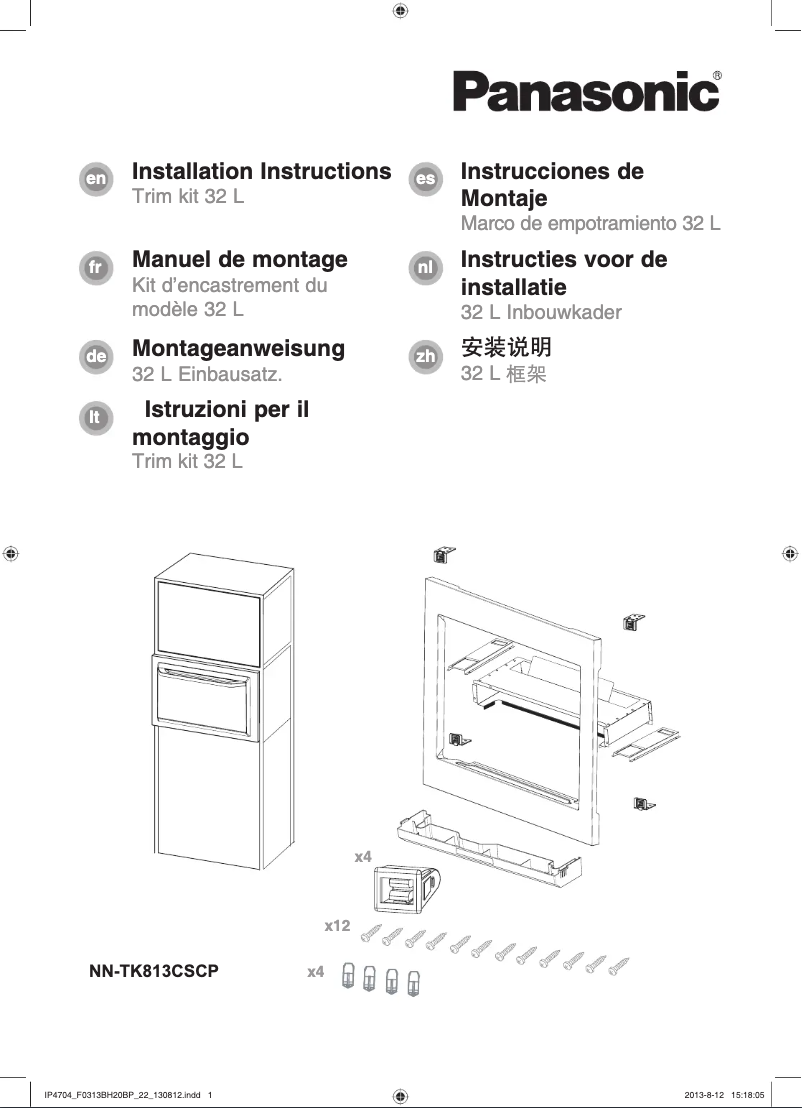 First page image of the manual for NN-TK813CSCP