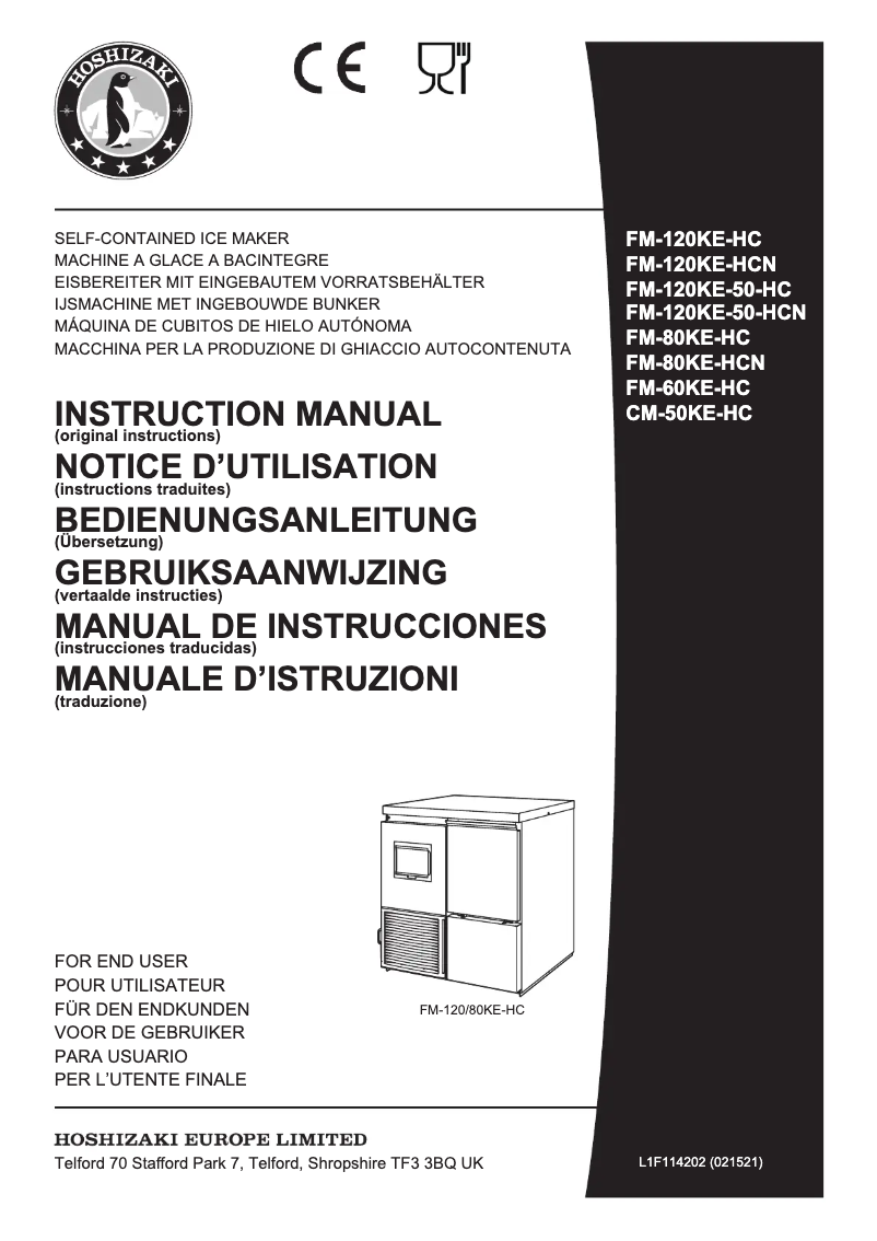 Page 1 of the manual User Manual Hoshizaki FM-60KE-HC