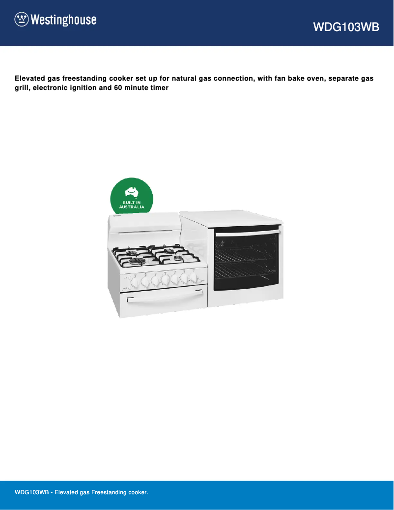 First page image of the manual for WDG103WB