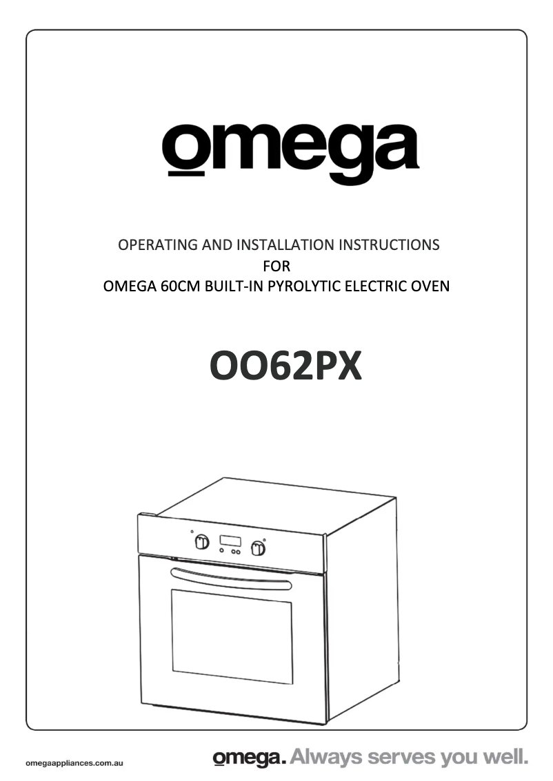 First page image of the manual for OO62PX