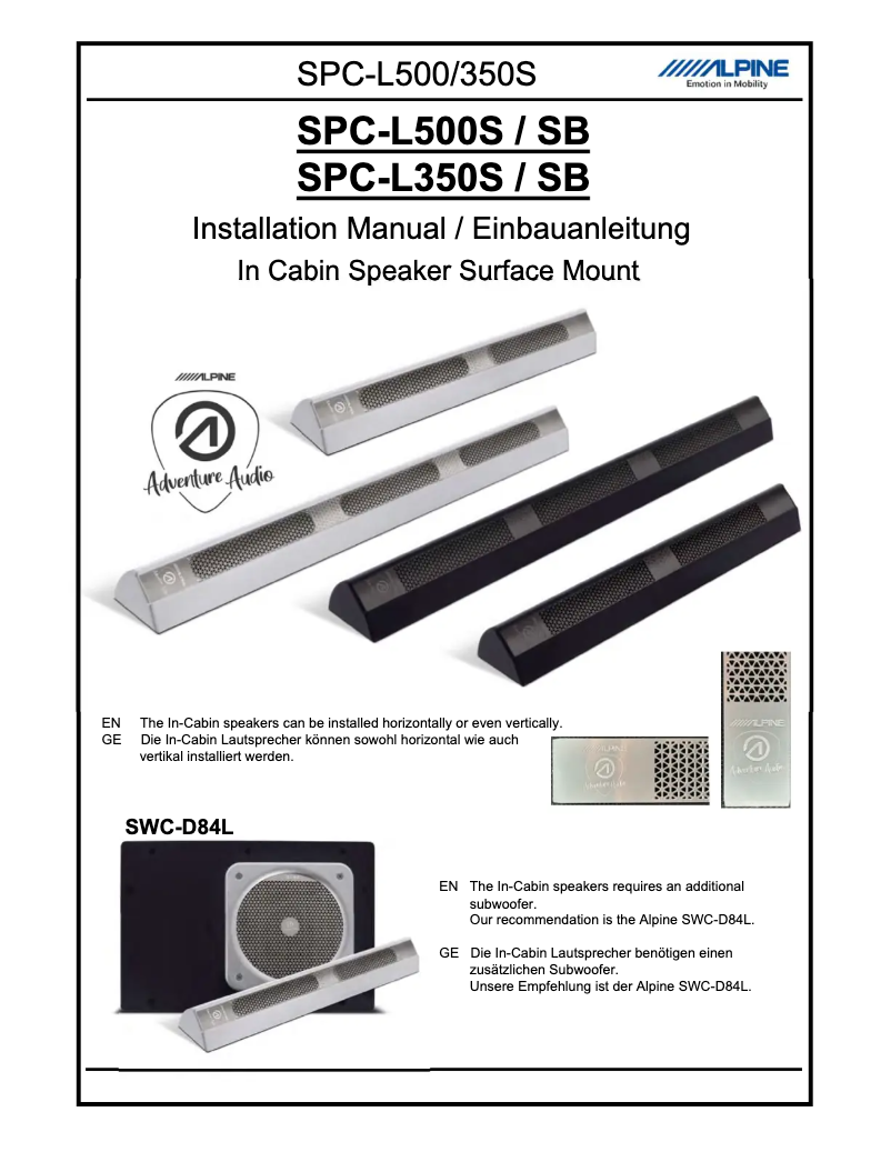 First page image of the manual for SPC-L500SB