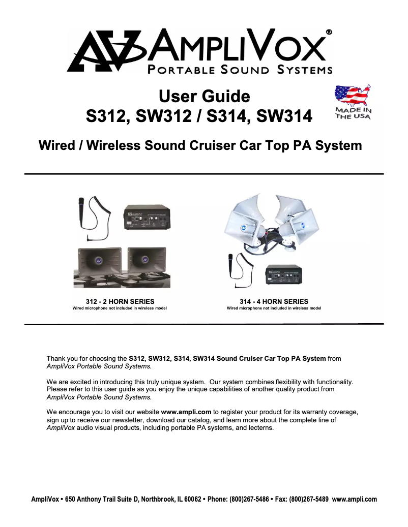 Page 1 of the manual User Manual AmpliVox S312