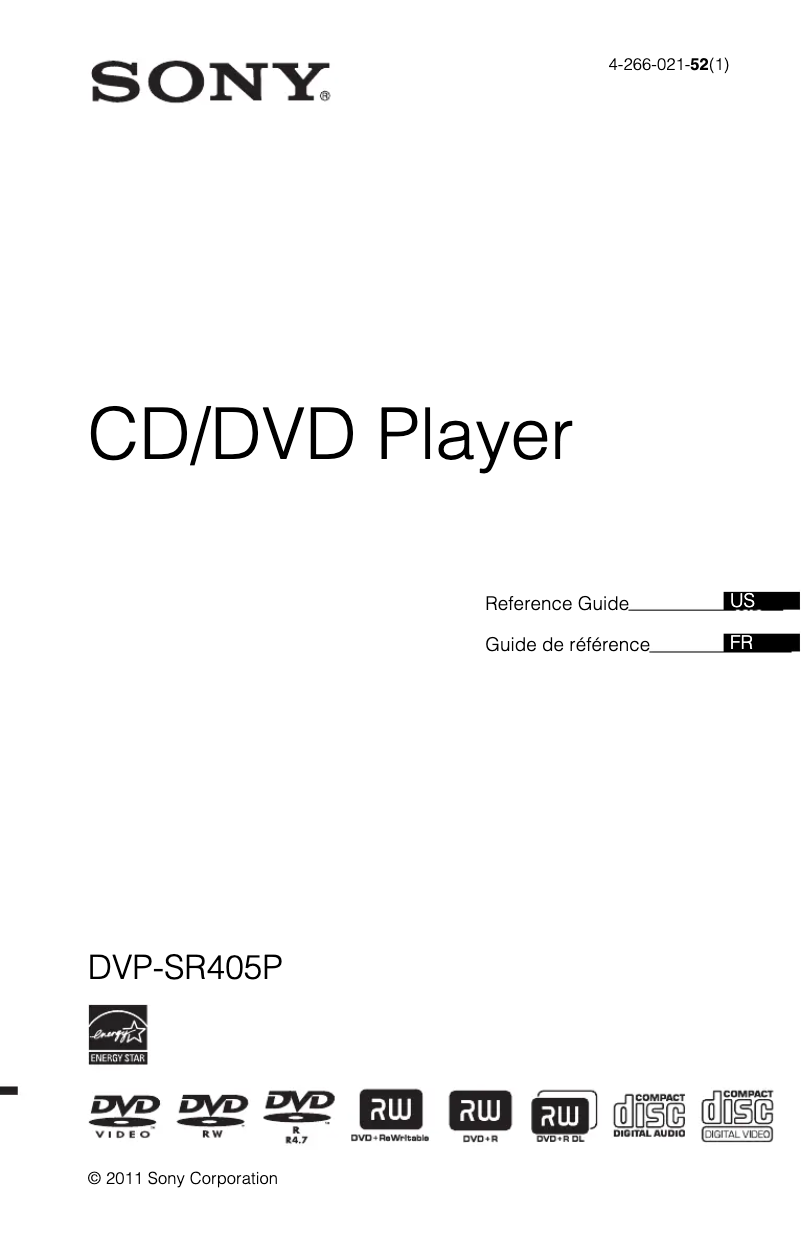 First page image of the manual for DVP-SR405P