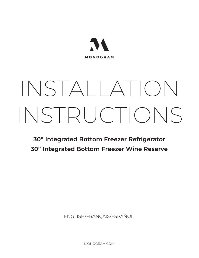 First page image of the manual for ZIW303NPPII