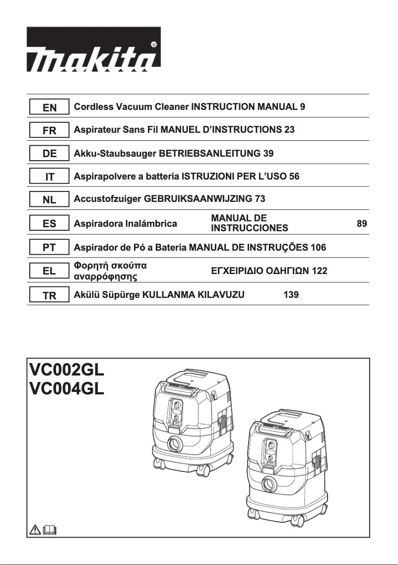 Page 1 of the manual User Manual Makita VC003GLD21