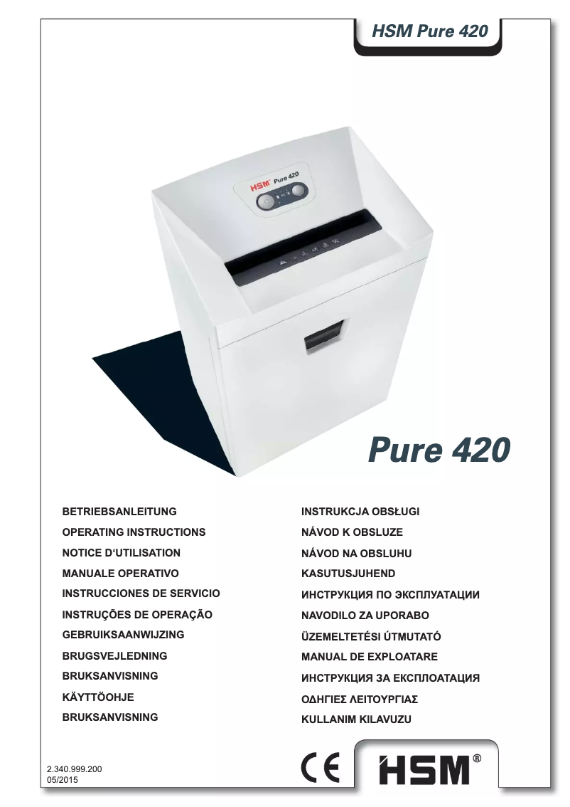 Page 1 of the manual User Manual HSM Pure 420