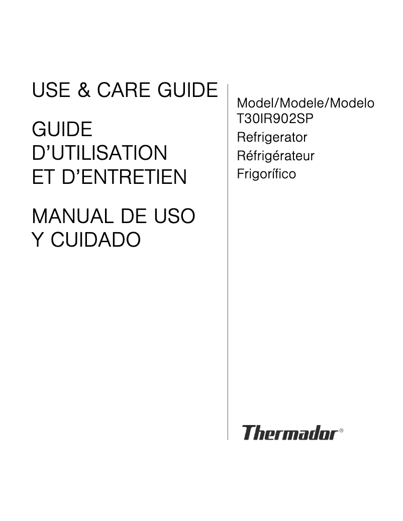 Page 1 of the manual Use and Maintenance Manual Thermador T30IR902SP