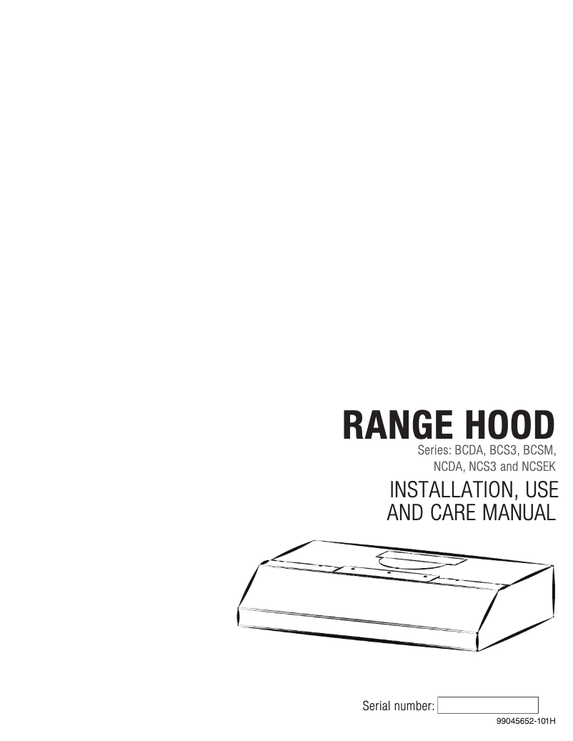 First page image of the manual for NCDA130WW