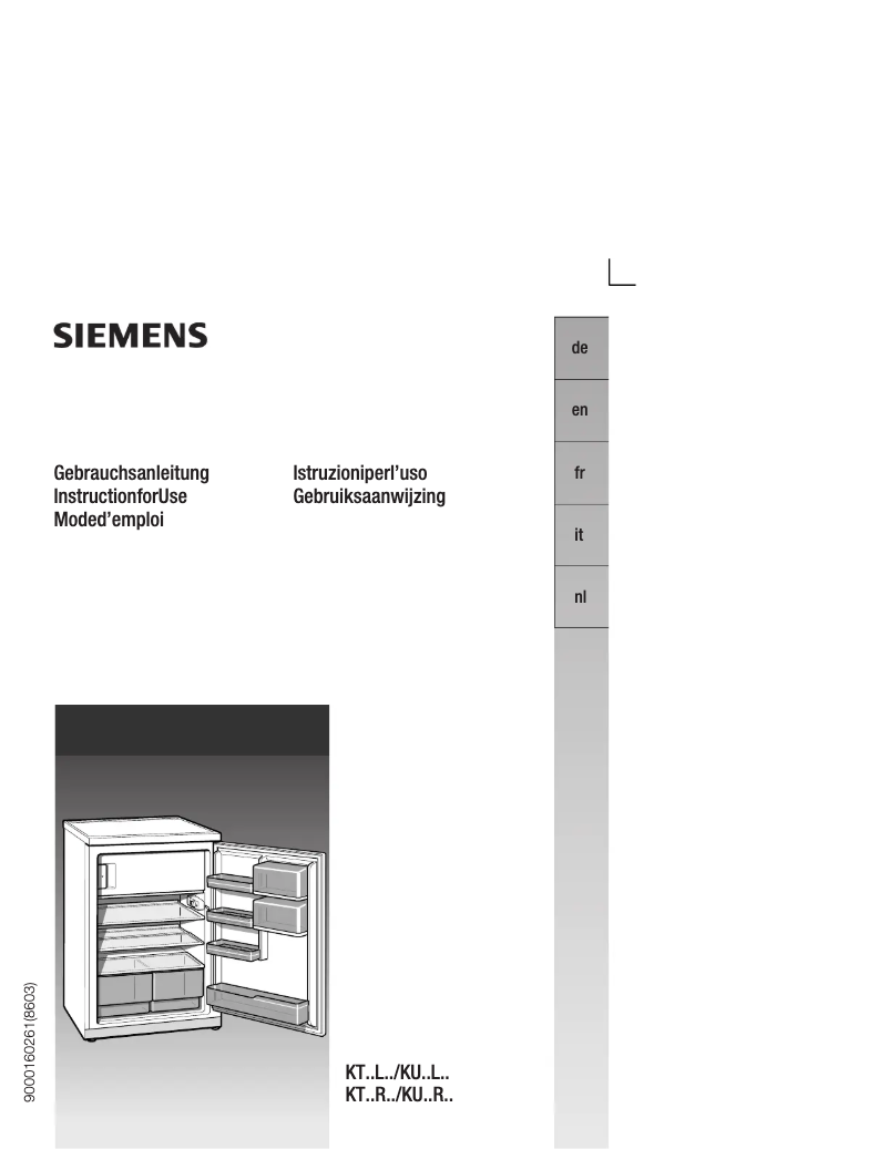 Page 1 of the manual User Manual Siemens KU16RA40