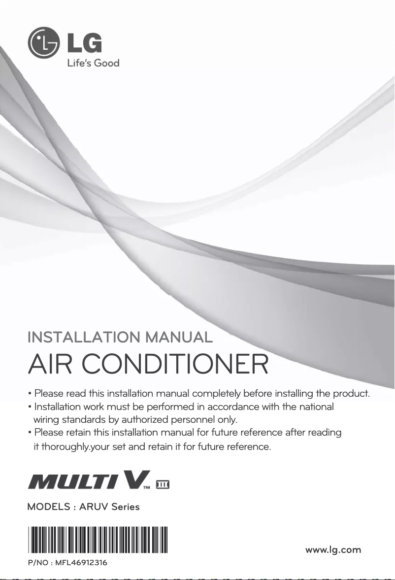 Page 1 of the manual Installation Guide LG ARUV160LT3