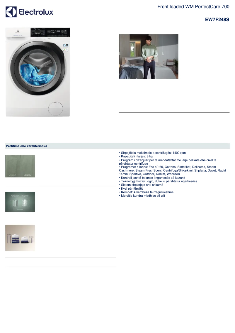 First page image of the manual for EW7F248S