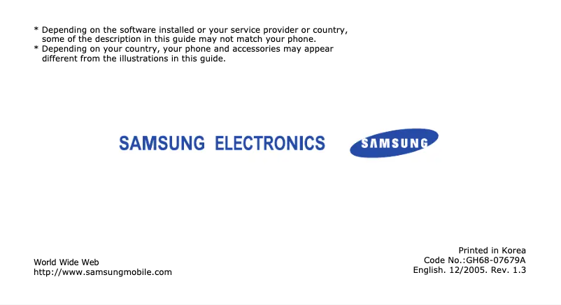 Page 1 of the manual User Manual Samsung BST5208B