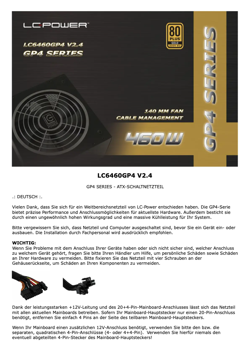 First page image of the manual for LC6460GP4 V2.4