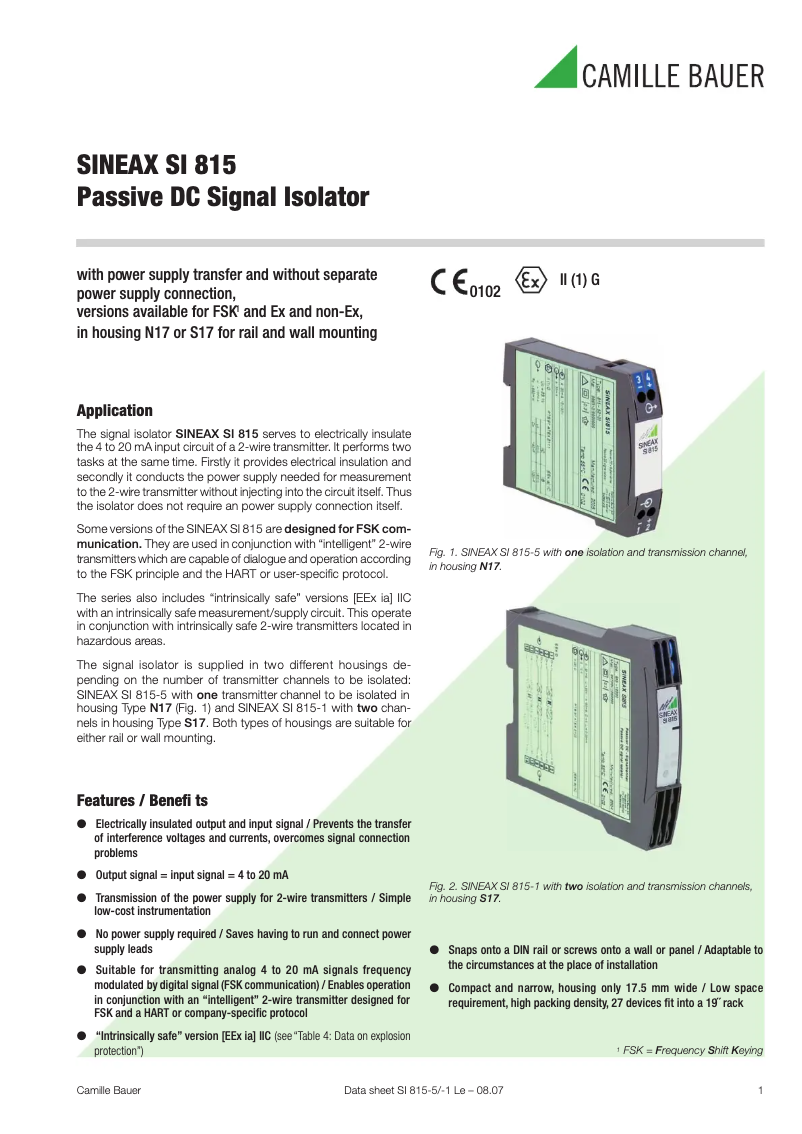 First page image of the manual for Sineax Si815-5