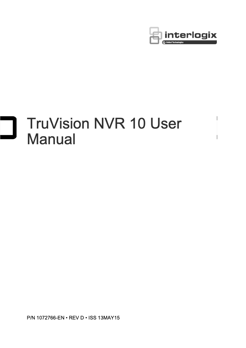 Page 1 of the manual User Manual Interlogix TruVision TVD-N210
