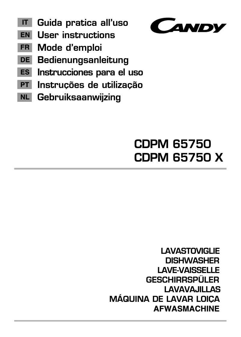 Page 1 of the manual User Manual Candy CDPM 65750 X