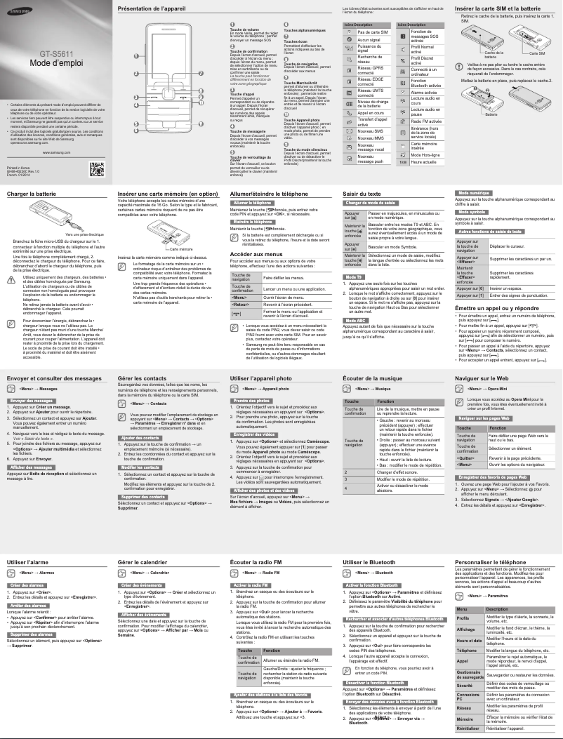 Page 1 of the manual Instruction Manual Samsung GT-S5611