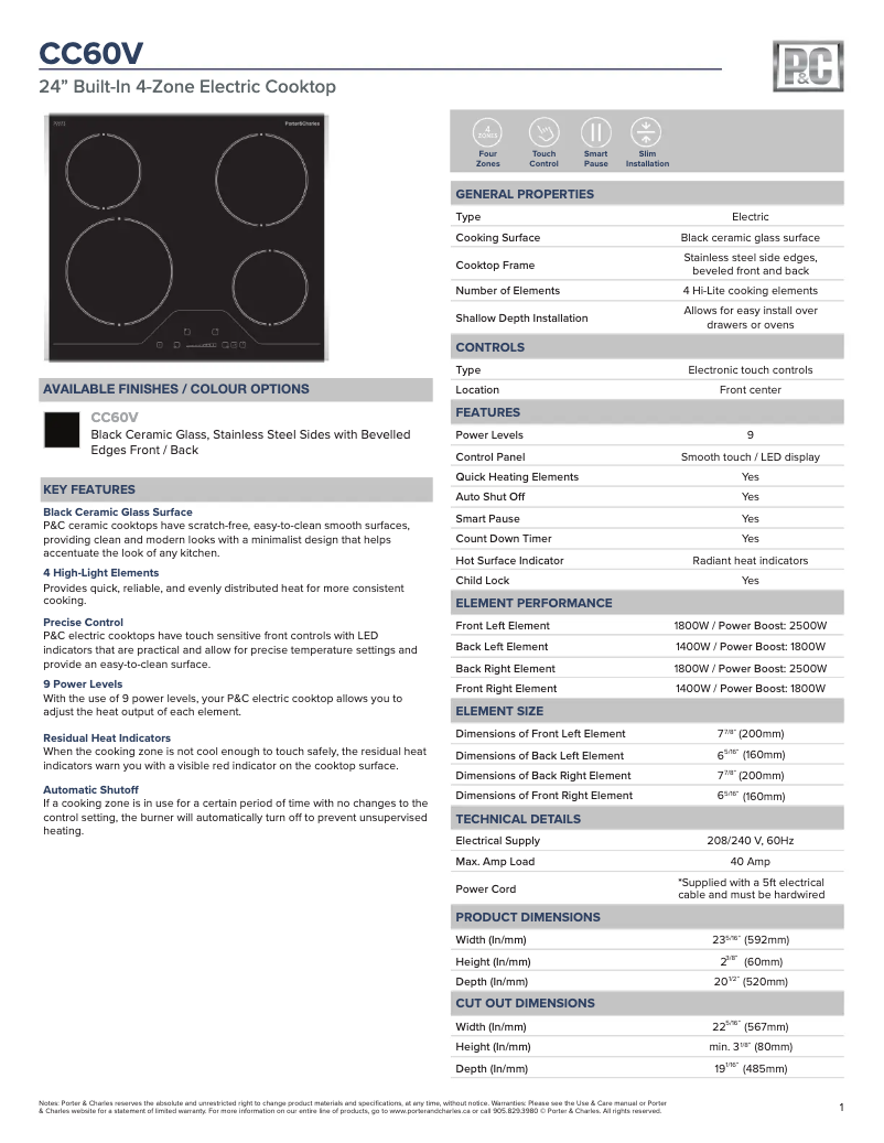 First page image of the manual for CC60V