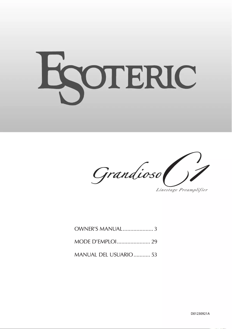 First page image of the manual for Grandioso C1