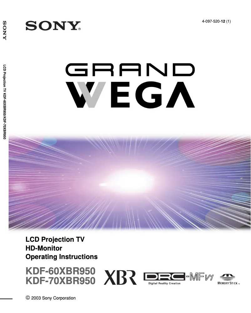 Page 1 of the manual User Manual Sony KDF-60XBR950