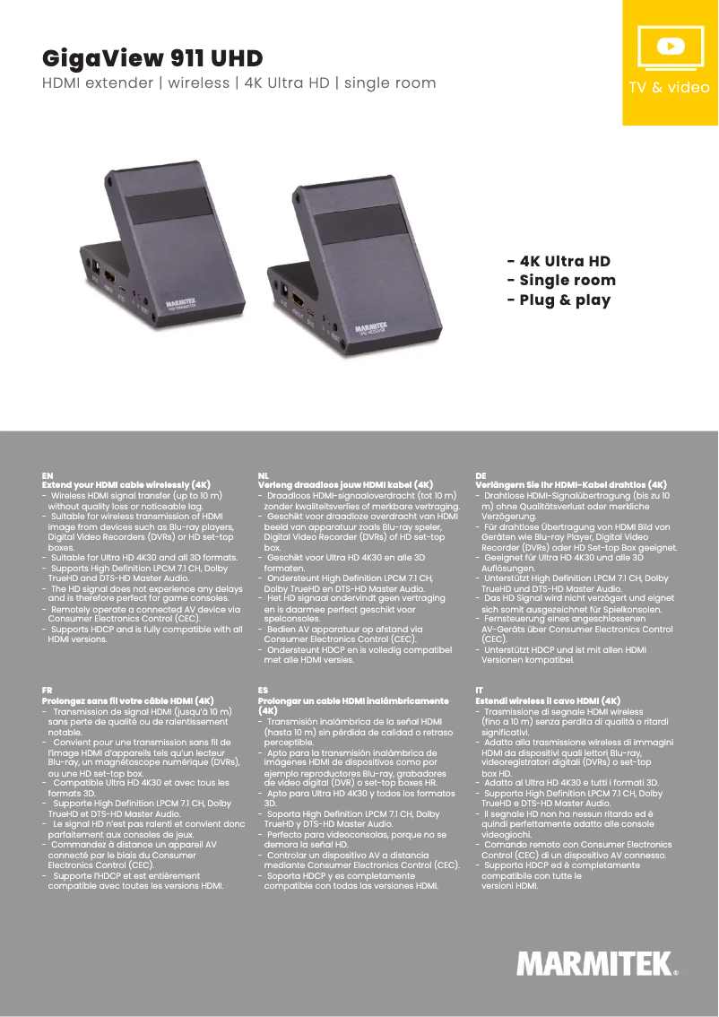 Image de la première page du manuel de l'appareil GigaView 911 UHD