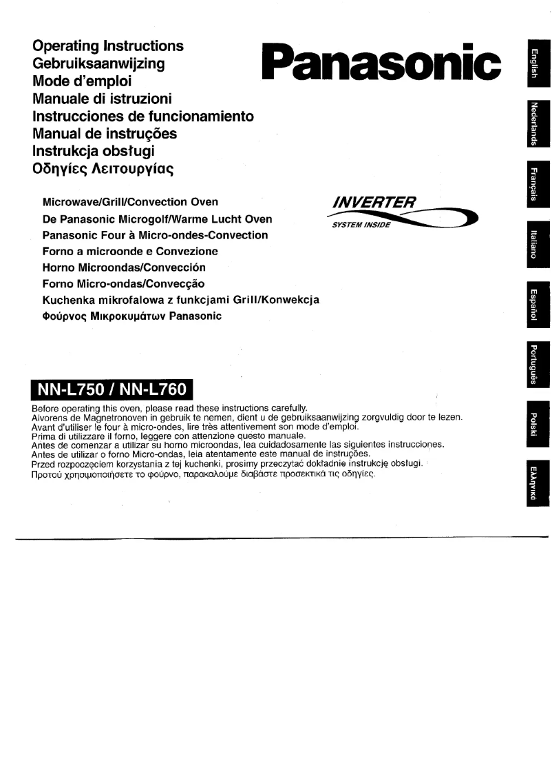 Page 1 of the manual User Manual Panasonic NN-L760