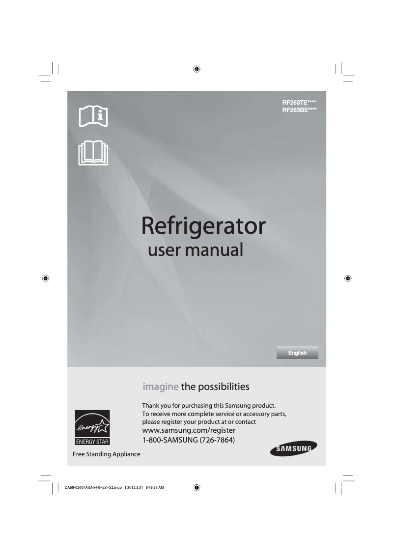 First page image of the manual for RF263TEAESR