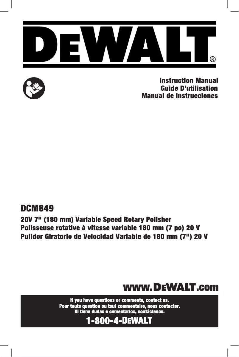 Page 1 of the manual User Manual DeWalt DCM849