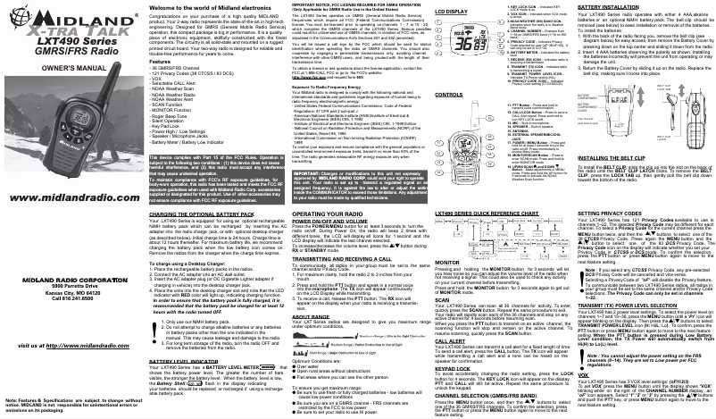 First page image of the manual for LXT490