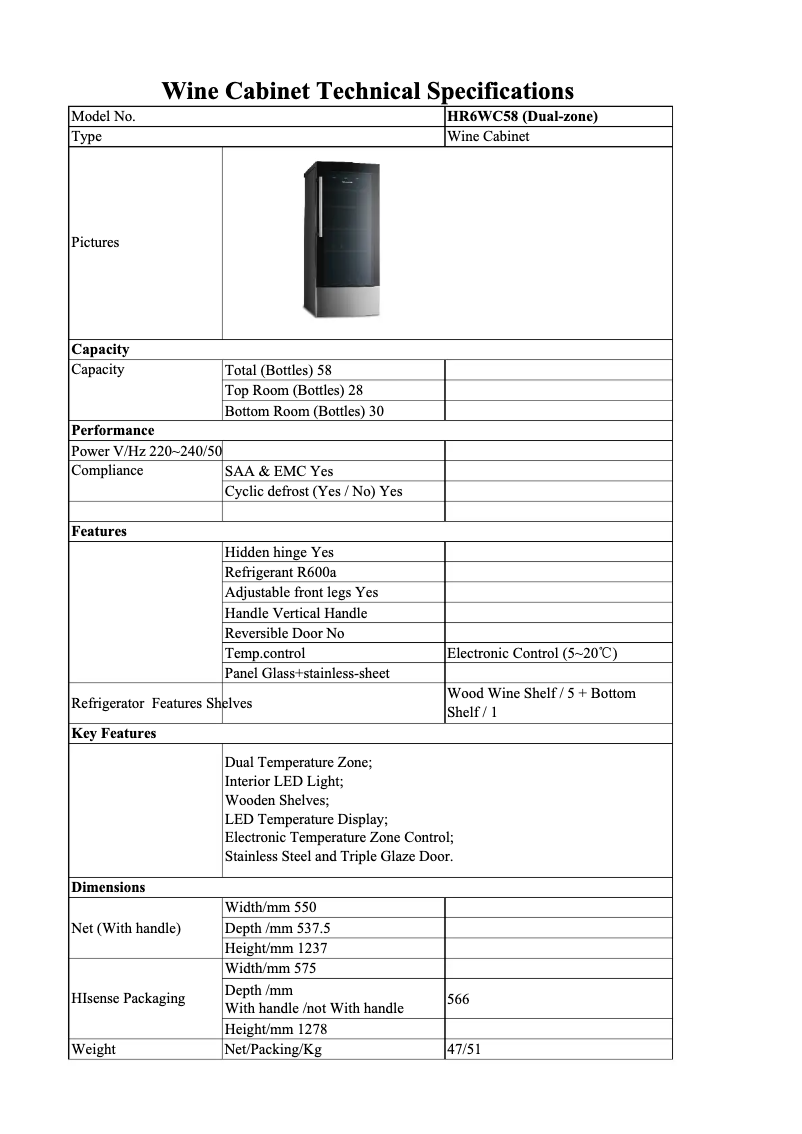 First page image of the manual for HR6WC58D