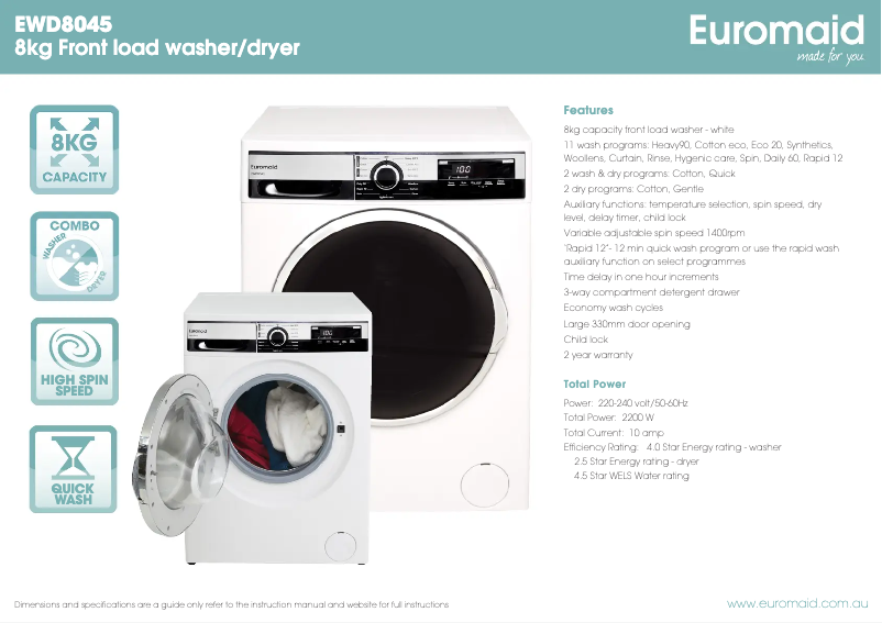 First page image of the manual for EWD8045