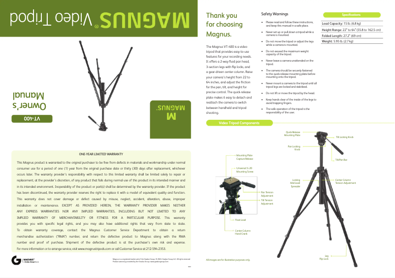 Page 1 of the manual User Manual Magnus VT-400