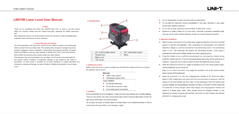 Page 1 of the manual User Manual Uni-T LM575R