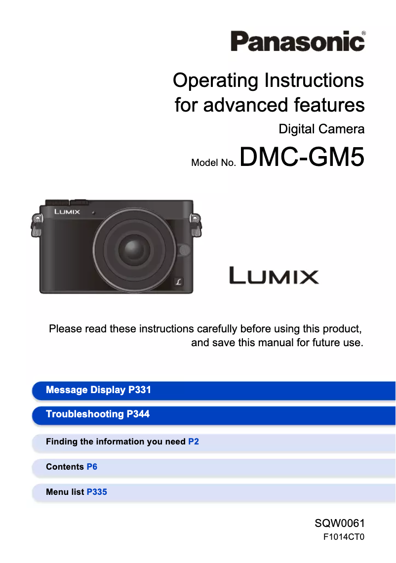 First page image of the manual for Lumix DMC-GM5K