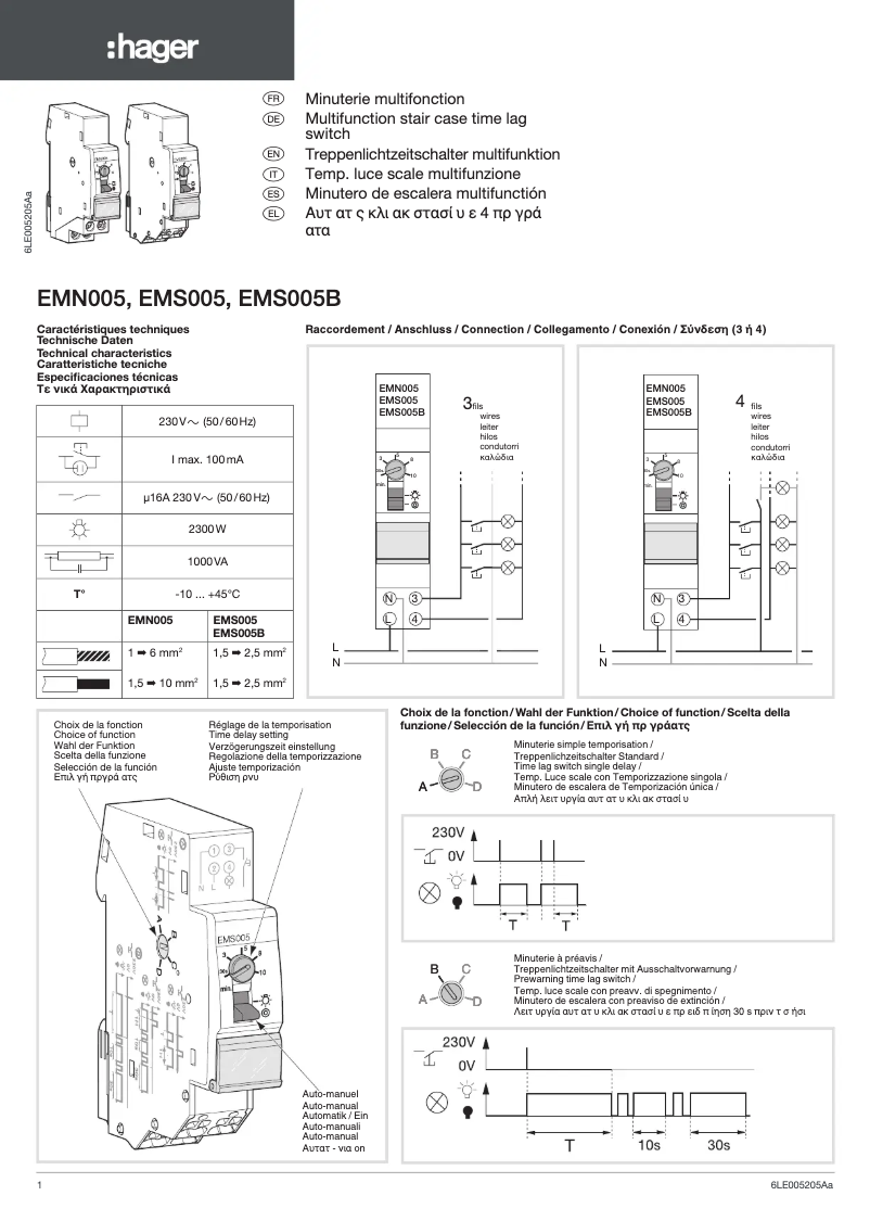 Page 1 of the manual User Manual Hager EMN005
