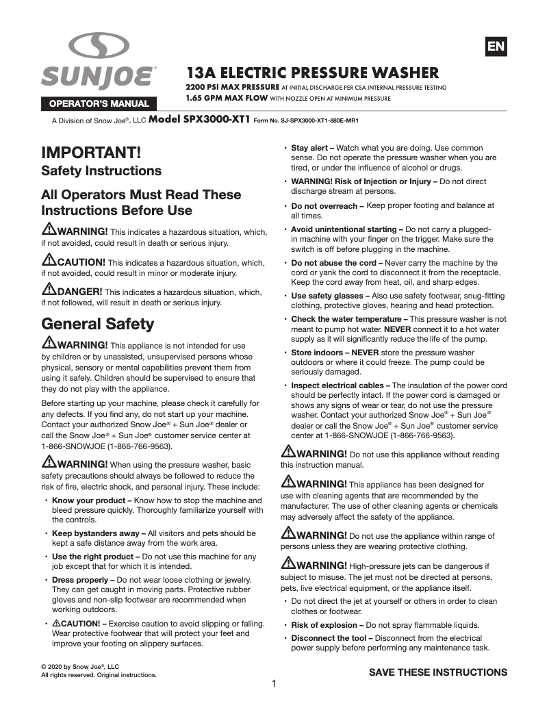 Image de la première page du manuel de l'appareil SPX3000-XT1-BV4