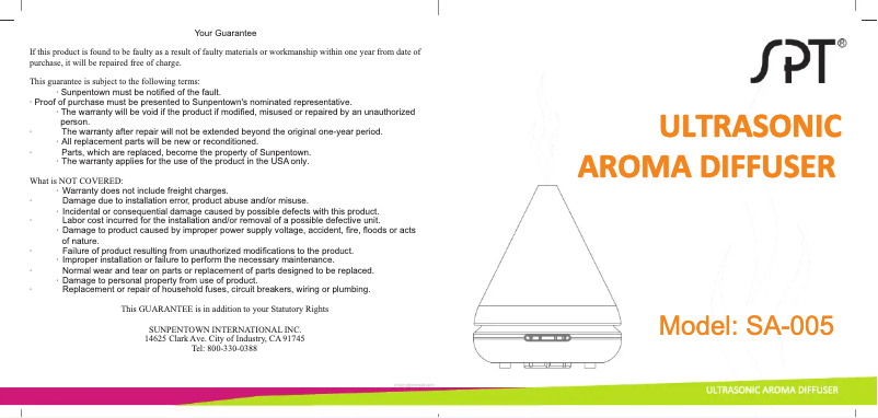 Page 1 of the manual Use and Maintenance Manual SPT SA-005