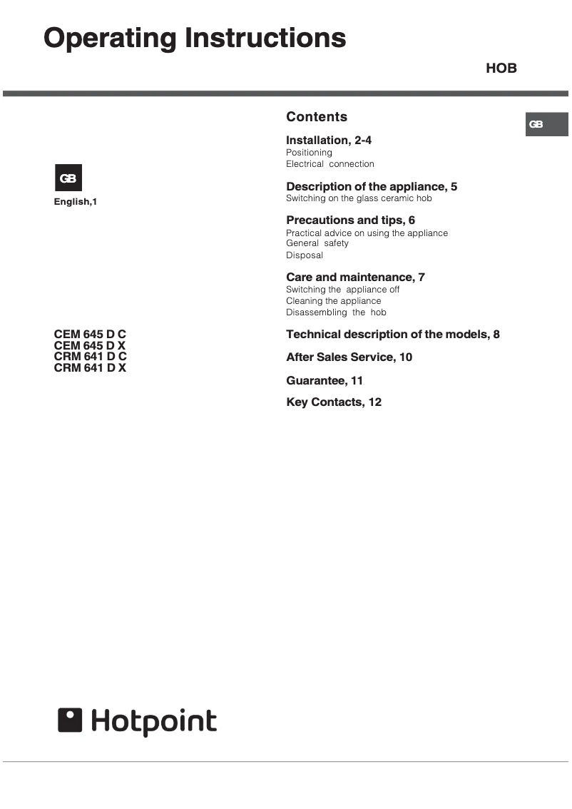 First page image of the manual for CRM 641 D C