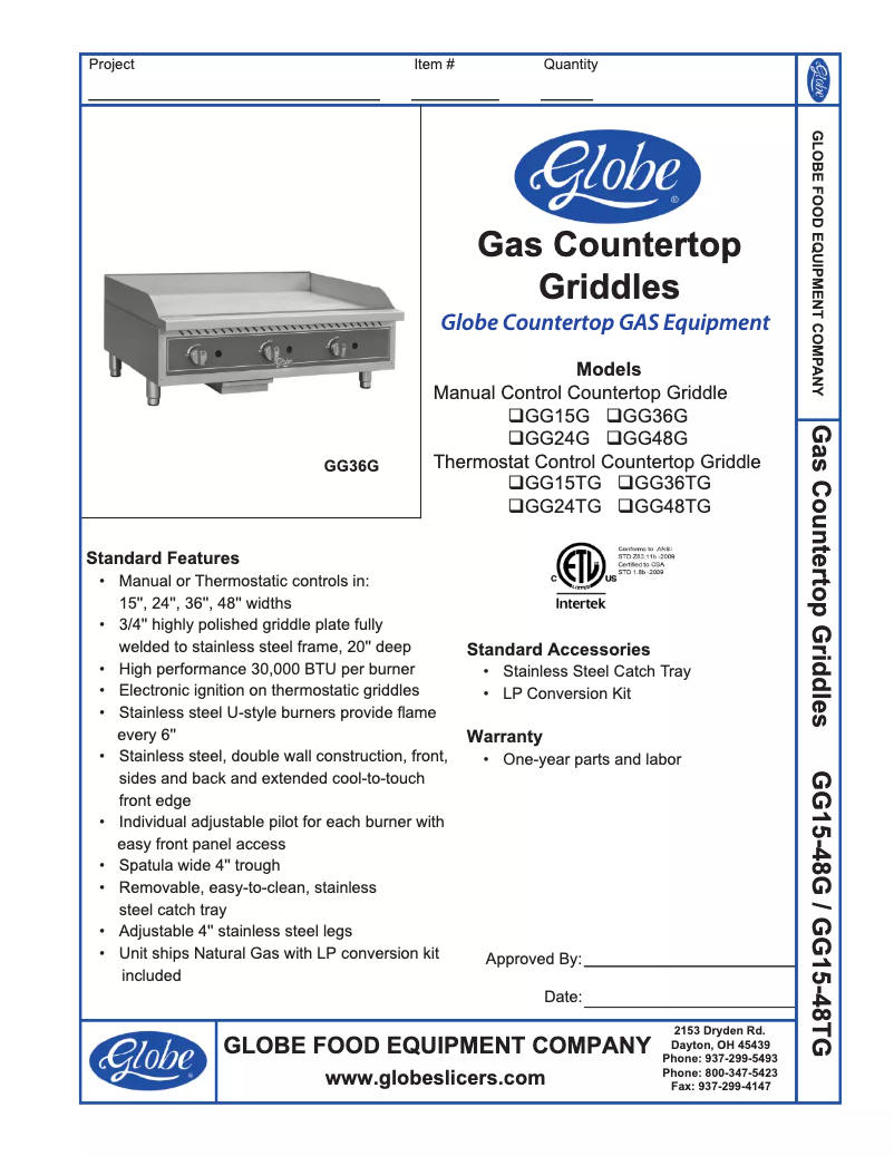 Page 1 of the manual Use and Maintenance Manual Globe GG24G