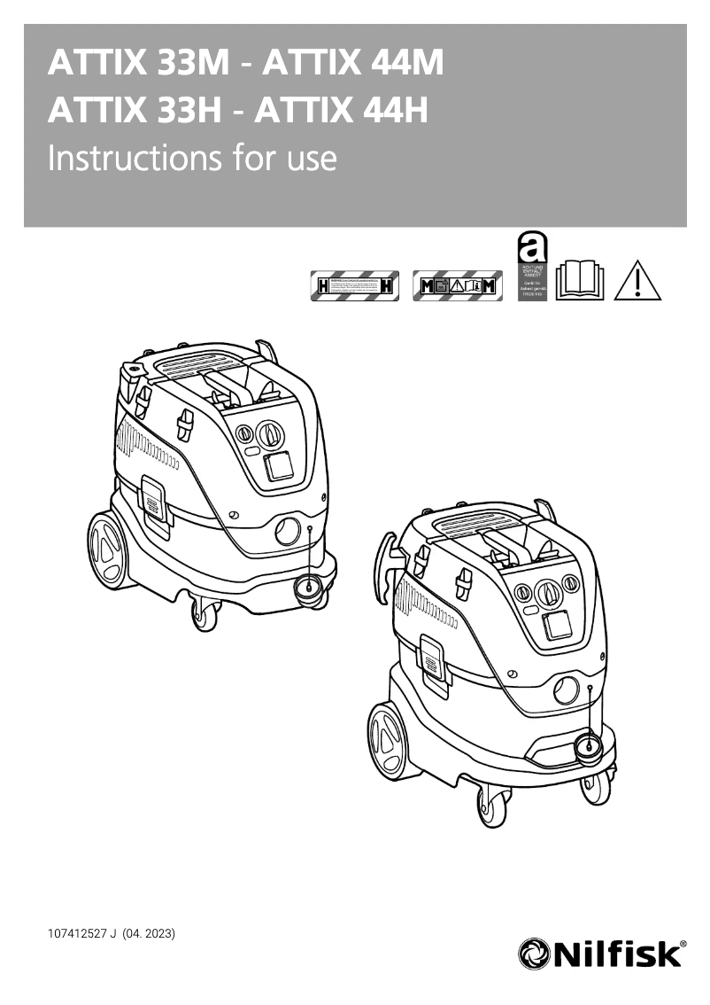 Page 1 of the manual User Manual Nilfisk Attix 33