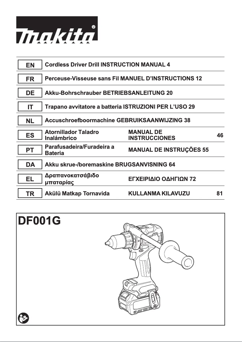 Page 1 of the manual User Manual Makita DF001G